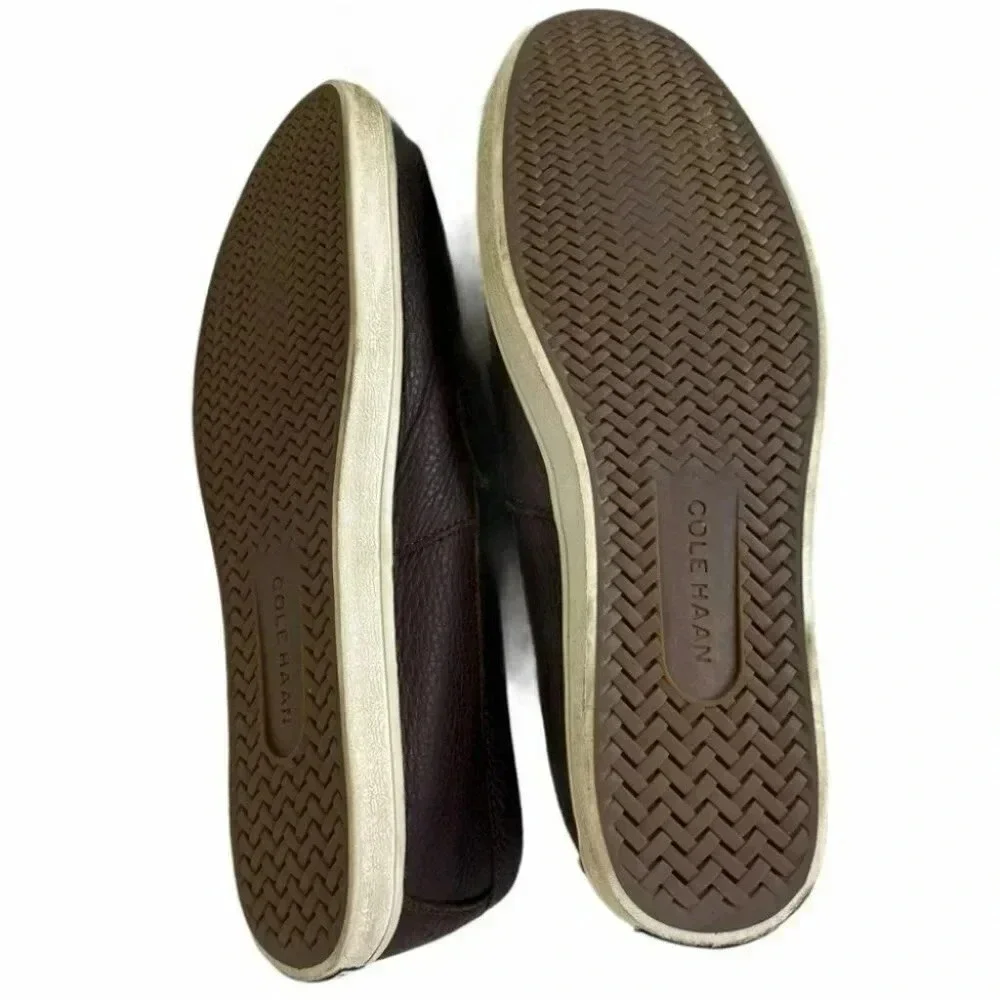 Cole Haan Penny Loafers 10 Dark Brown Pebbled Leather Slip On C28530‎